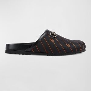 Gucci NEW men’s 11.5 Black Slip-On Loafers with Orange Pinstripe Silver Horsebit Gucci Men main image 4